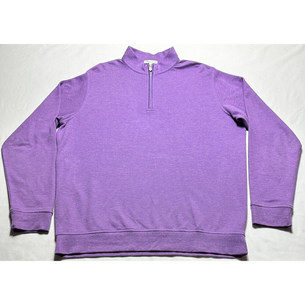 Peter Millar 1/4 Zip Sweater Purple Mens Size Large Pullover Golf MS19K40 Preppy